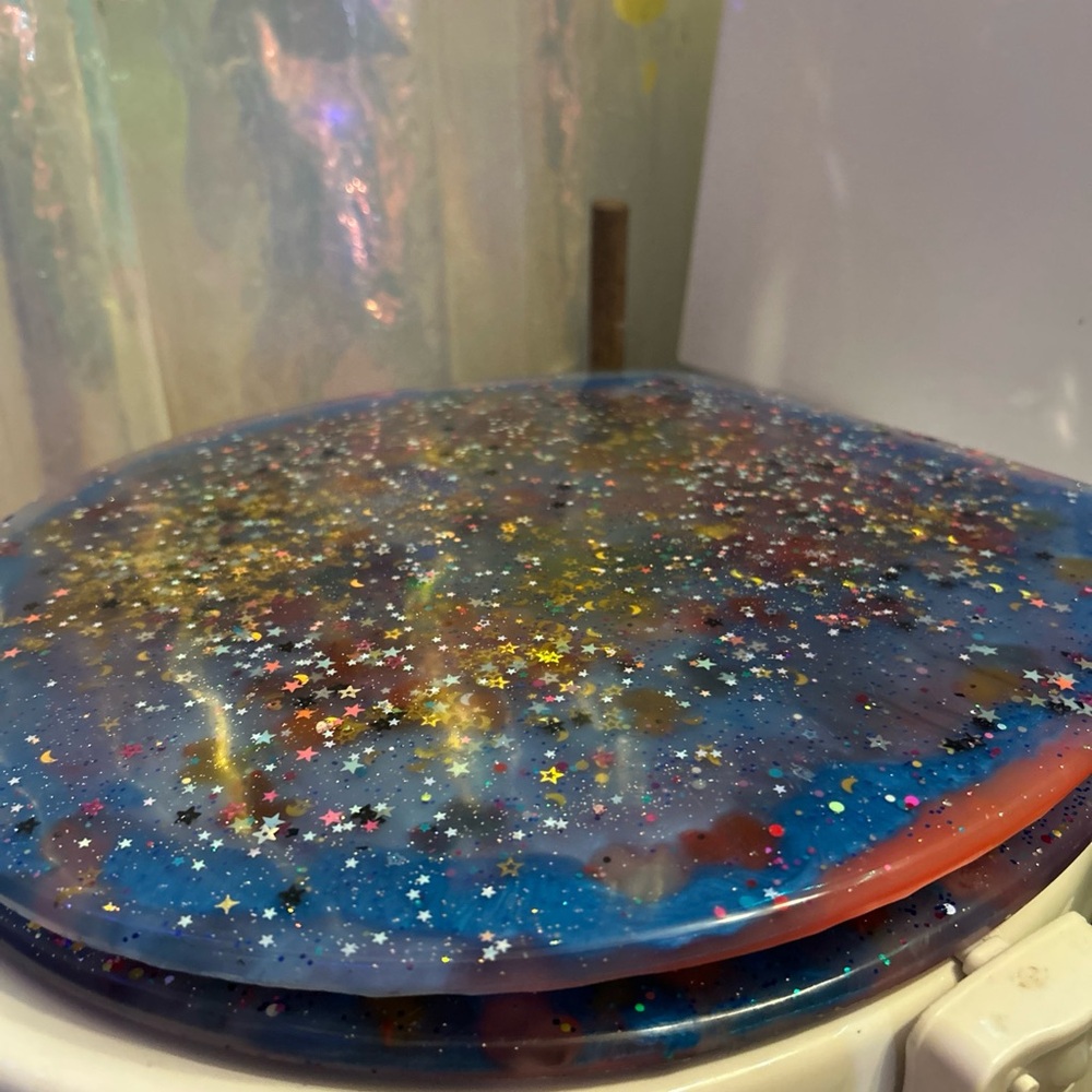 Colorful Starry Resin Art Toilet Seat